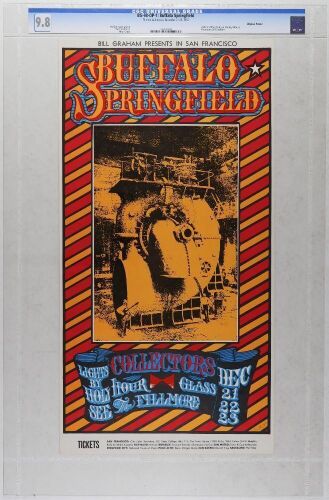 1967 BG-98 Buffalo Springfield Hour Glass Fillmore Auditorium Poster CGC 9.8