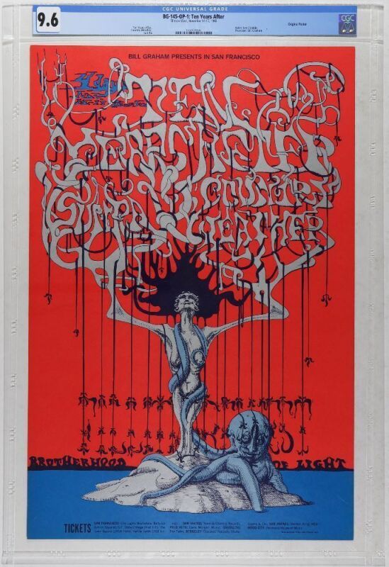 1968 BG-145 Ten Years After Country Weather Sun Ra Fillmore West Poster CGC 9.6