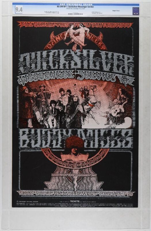 1970 BG-249 Quicksilver Messenger Service Buddy Miles Fillmore West Poster CGC 9.4