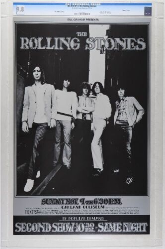 1969 BG-201 Rolling Stones Oakland Coliseum RP3 Poster CGC 9.8