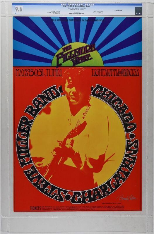 1969 BG-175 Steve Miller Band Chicago Fillmore West Signed Tuten Poster CGC 9.6
