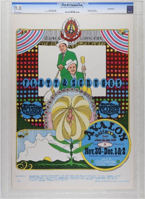1967 FD-94 Flatt & Scruggs Avalon Ballroom Poster CGC 9.8