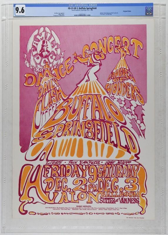1966 FD-37 Buffalo Springfield Daily Flash Avalon Ballroom Poster CGC 9.6