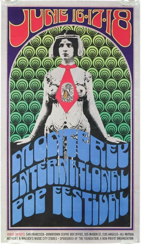 1967 AOR-3.5 The Monterey International Pop Festival OP2 Original Foil Poster Extra Fine 65