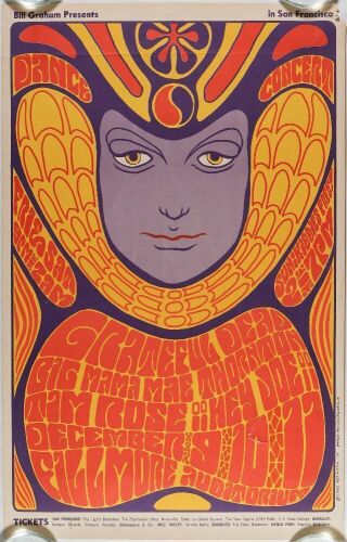 1966 BG-41 Grateful Dead Big Mama Thornton Fillmore Auditorium Poster Extra Fine 63