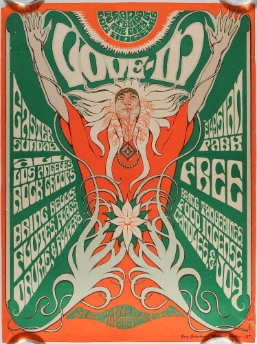 1967 AOR-3.53 Gary Grimshaw The Turtles Iron Butterfly Love In Elysian Park Poster Extra Fine 63