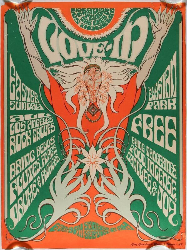 1967 AOR-3.53 Gary Grimshaw The Turtles Iron Butterfly Love In Elysian Park Poster Extra Fine 63