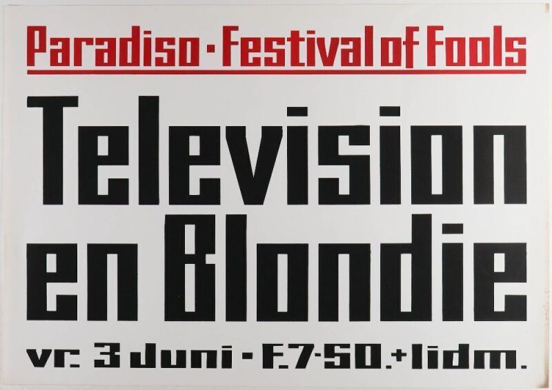 1977 Television Blondie The Paradiso Amsterdam Poster Extra Fine 69