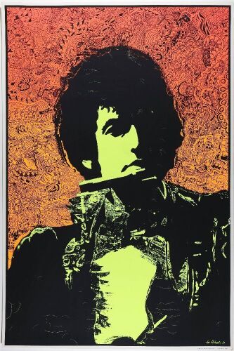 1968 Joe Roberts Jr Bob Dylan Blacklight Poster Extra Fine 67