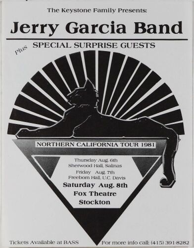 1981 Jerry Garcia Band Northern California Tour Flyer Mint 93