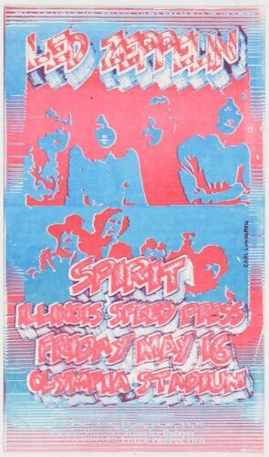 1969 Led Zeppelin Olympia Stadium Detroit Handbill Near Mint 89
