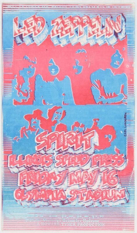 1969 Led Zeppelin Olympia Stadium Detroit Handbill Near Mint 89