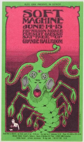 1968 G/G-680614 The Soft Machine Grande Ballroom Detroit Postcard Near Mint 89