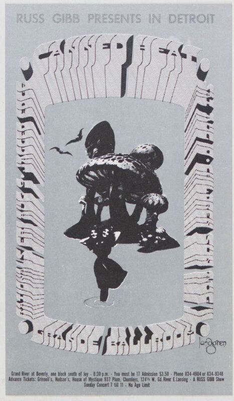 1968 G/G-680809 Canned Heat Rationals Grande Ballroom Detroit Postcard Mint 90