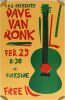 1976 Dave Van Ronk Buffalo State College Fireside Lounge Poster Near Mint 87