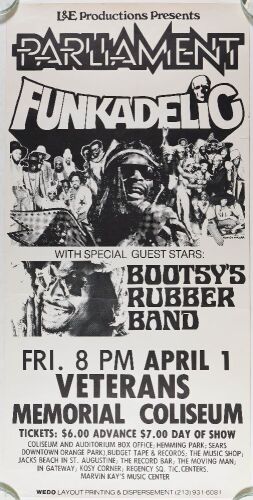 1977 Parliament Funkadelic Jacksonville Veterans Memorial Coliseum Poster Extra Fine 65