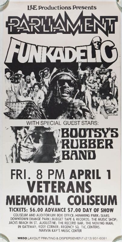 1977 Parliament Funkadelic Jacksonville Veterans Memorial Coliseum Poster Extra Fine 65