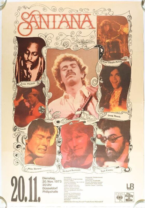 1973 Santana Philipshalle D&uuml;sseldorf Poster Extra Fine 69