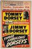 1953 Dorsey Brothers Orchestra Terrytown Arena Cardboard Poster Near Mint 85