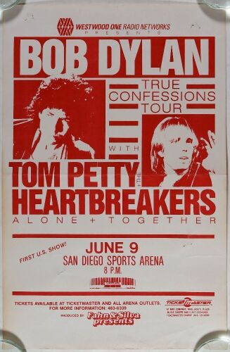 1986 Bob Dylan Tom Petty San Diego Sports Arena Poster Extra Fine 67