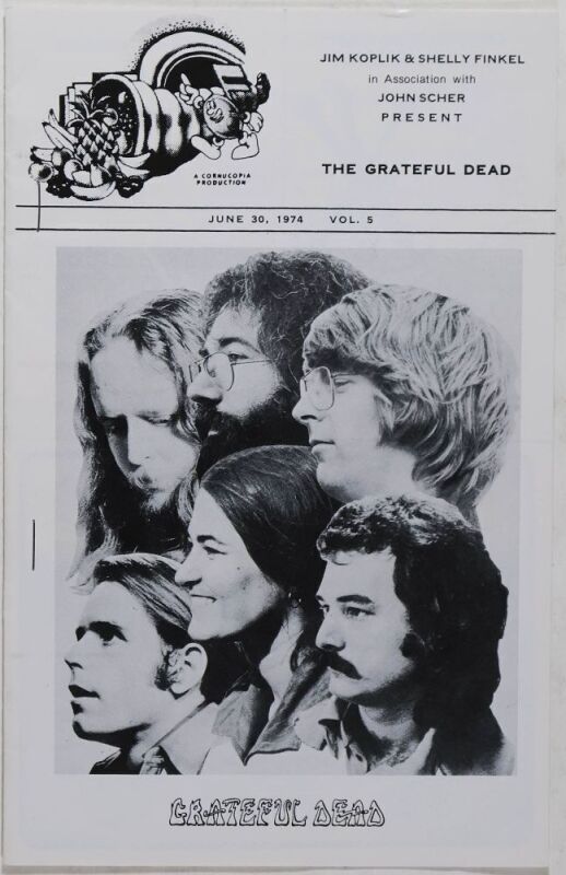 1974 Grateful Dead Springfield Civic Center Program Near Mint 81