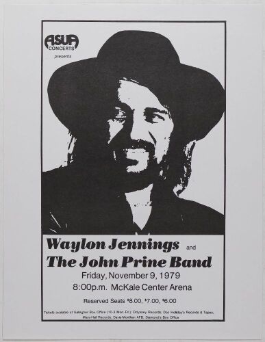 1979 Waylon Jennings John Prine McKale Center Arena Tucson Handbill Mint 91