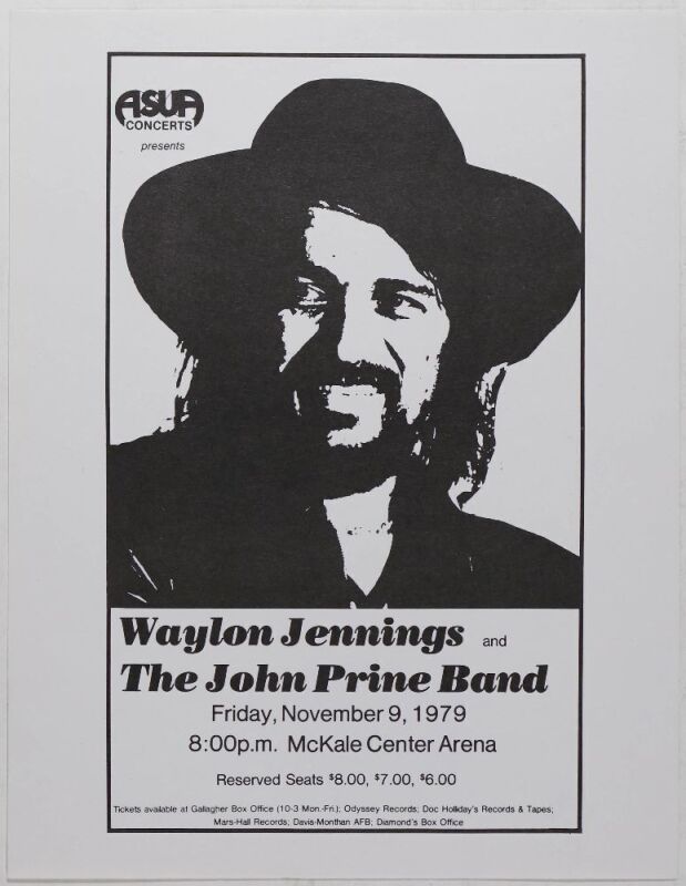 1979 Waylon Jennings John Prine McKale Center Arena Tucson Handbill Mint 91
