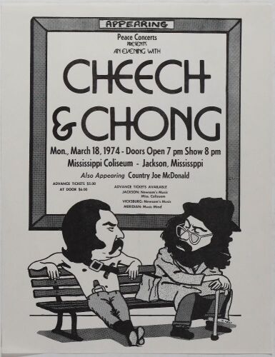 1974 Cheech and Chong Jackson Coliseum Flyer Near Mint 89