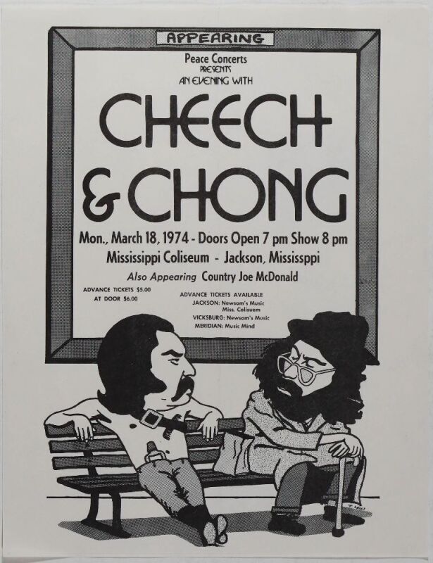 1974 Cheech and Chong Jackson Coliseum Flyer Near Mint 89