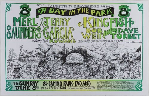 1975 Jerry Garcia Merl Saunders El Camino Park Palo Alto Poster Extra Fine 67