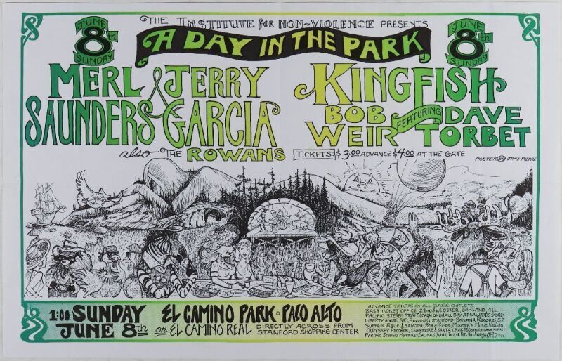 1975 Jerry Garcia Merl Saunders El Camino Park Palo Alto Poster Extra Fine 67