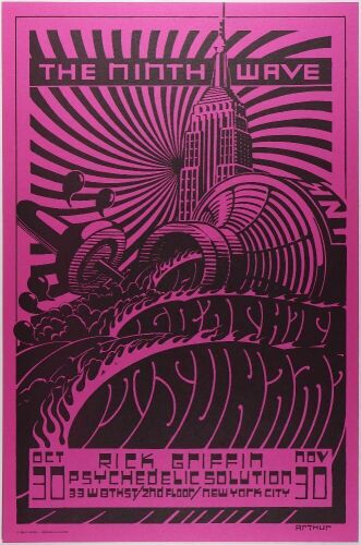 1986 Rick Griffin The Ninth Wave Psychedelic Solution Gallery NYC Exhibition Poster Mint 90
