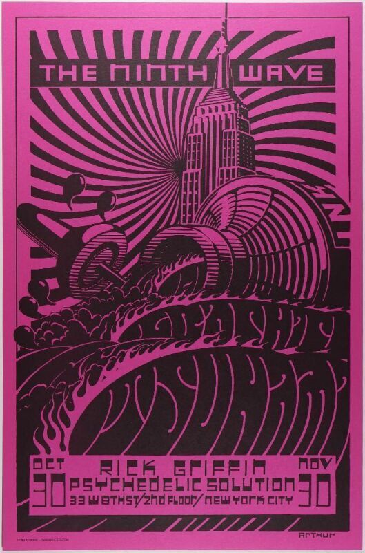 1986 Rick Griffin The Ninth Wave Psychedelic Solution Gallery NYC Exhibition Poster Mint 90