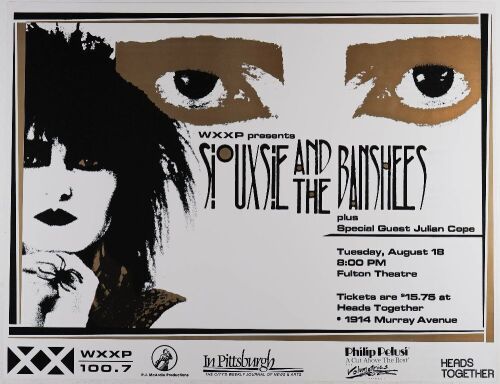 1987 Siouxsie and The Banshees Fulton Theatre Pittsburgh Poster Near Mint 87