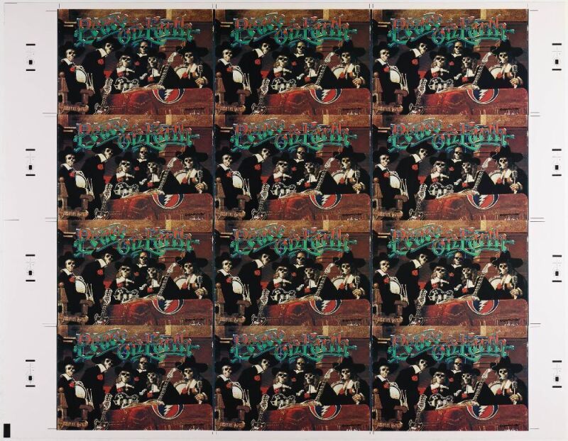 1986 Rick Griffin Grateful Dead Peace On Earth Uncut Postcard Sheet Mint 91