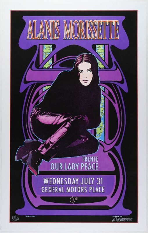 1996 Bob Masse Alanis Morissette General Motors Place Vancouver LE Signed Masse Poster Near Mint 83