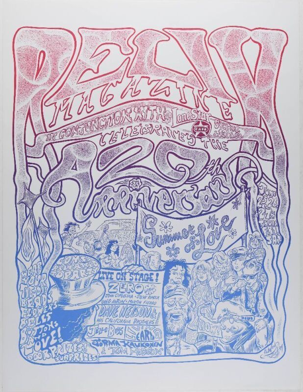 1987 Zero Dave Nelson Relix 20th Anniversary The Summer of Love Lone Star Cafe Poster Mint 91