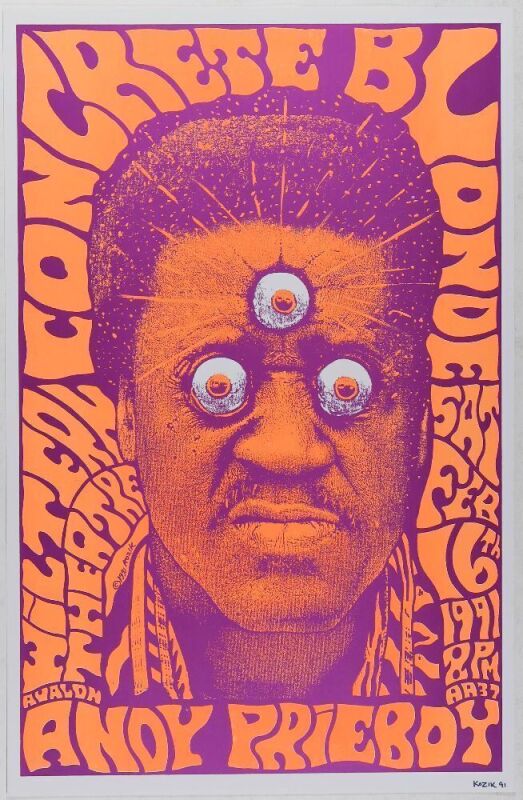 1991 Frank Kozik Concrete Blonde Wiltern Theatre Signed Kozik Poster Mint 91