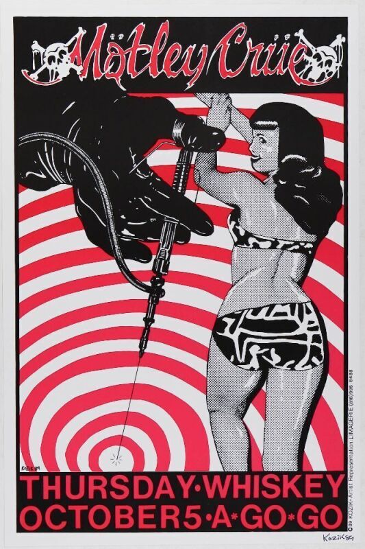 1989 Frank Kozik Motley Crue The Whiskey A Go Go Signed Kozik Poster Mint 91