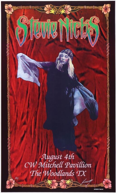 2001 Stevie Nicks CW Mitchell Pavilion Woodlands LE Signed Macrae Poster Near Mint 89