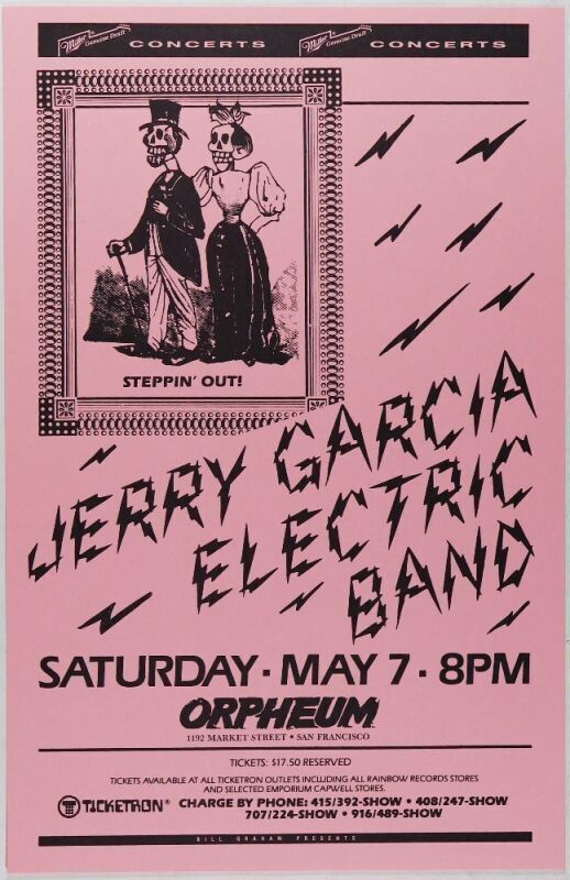 1988 Jerry Garcia Electric Band Orpheum Poster Mint 91