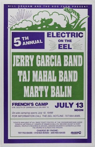 1991 Jerry Garcia Band 5th Annual Electric On The Eel French's Camp Poster Mint 91