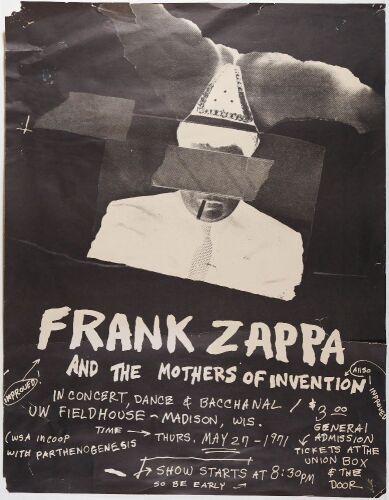 1971 Frank Zappa & The Mothers of Invention UW Field House Madison Poster Extra Fine 63