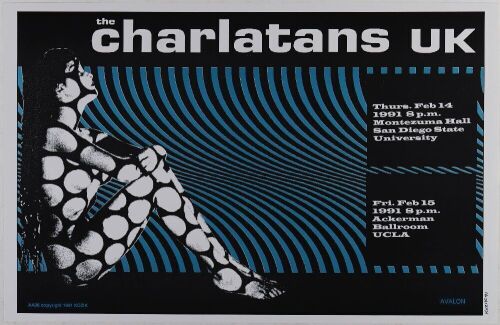 1991 Frank Kozik The Charlatans UK San Diego & Los Angeles Signed Kozik Poster Near Mint 89