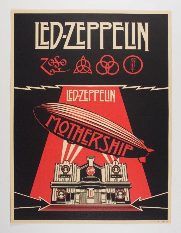 2011 Shepard Fairey Led Zeppelin Mothership LE Poster with Numbered COA