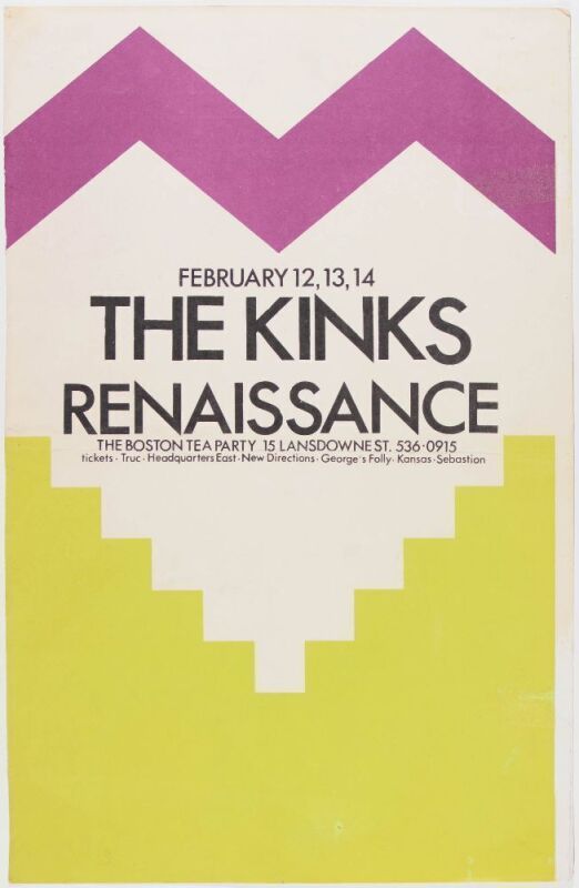 1970 The Kinks Renaissance The Boston Tea Party Poster Extra Fine 67 Restored