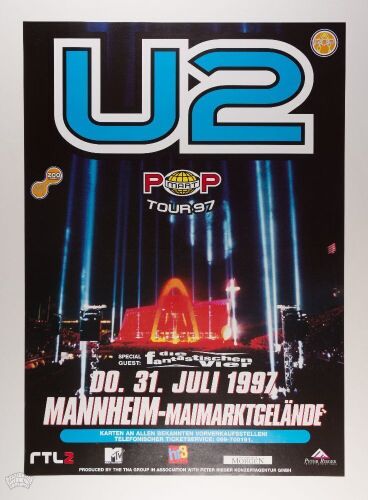 1997 U2 Maimarktgelande Mannheim Germany Poster Excellent 79