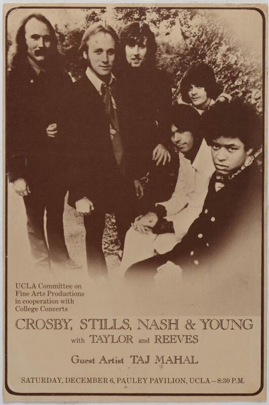 1969 Crosby Stills Nash & Young Pauley Pavilion UCLA Ticket Order Form Handbill Extra Fine 63