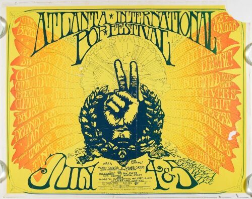1969 AOR-4.183 Led Zeppelin Janis Joplin First Atlanta International Pop Festival OP2 Poster Extra Fine 63