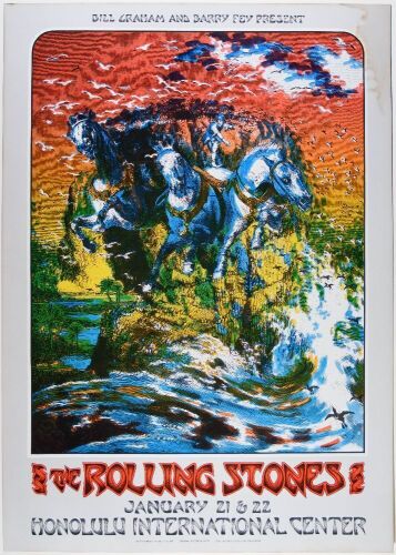 1973 AOR-4.147 Rolling Stones Honolulu International Center Hawaii Poster Extra Fine 65